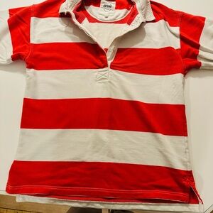 Aerie Women’s Red and White Striped Rugby Shirt